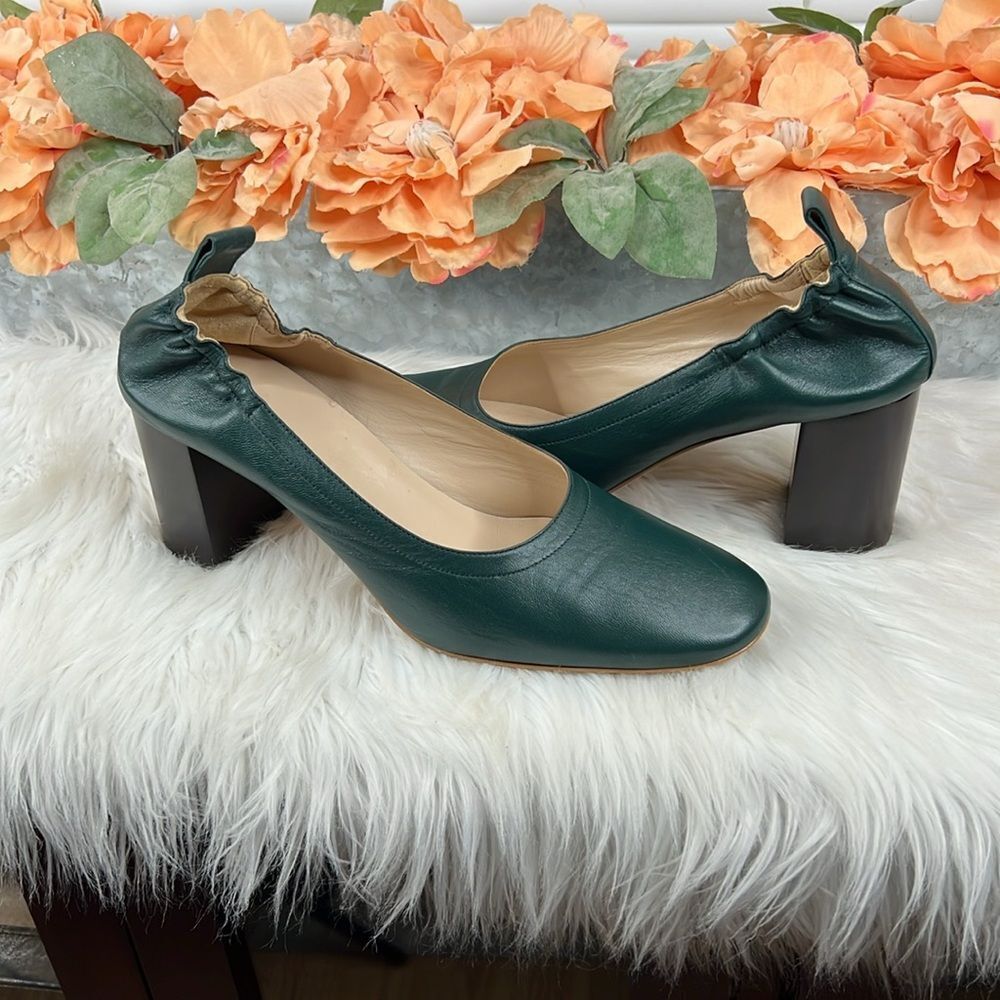 Everlane Day Heels Pumps British Green Size 10.5
